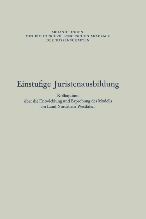 Produktbild: Einstufige Juristenausbildung