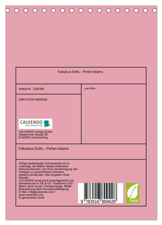 Produktbild: Fabulous Dolls &ndash; Perlen Asiens (Tischkalender 2027 DIN A5 hoch), CALVENDO Monatskalender