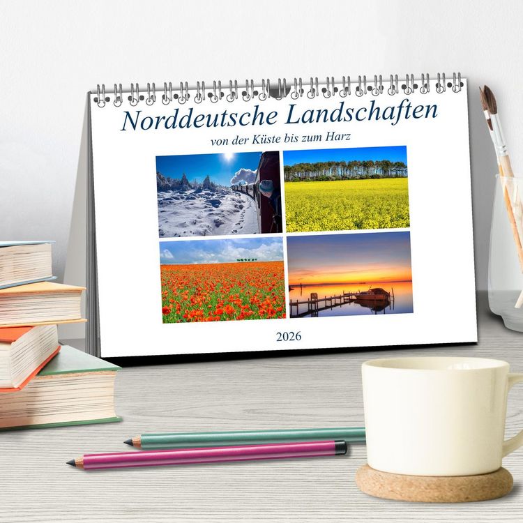 Produktbild: Norddeutsche Landschaften (Tischkalender 2026 DIN A5 quer), CALVENDO Monatskalender