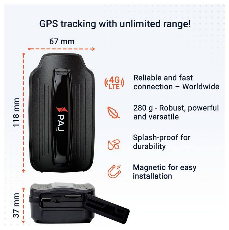 Produktbild: PAJ GPS POWER FINDER 4G GPS Tracker Fahrzeugtracker Schwarz 1St.
