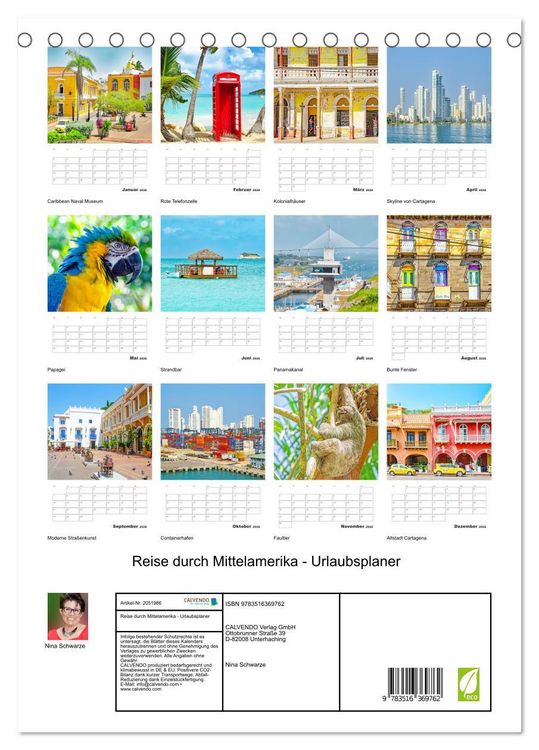 Produktbild: Reise durch Mittelamerika - Urlaubsplaner (Tischkalender 2026 DIN A5 hoch), CALVENDO Monatskalender