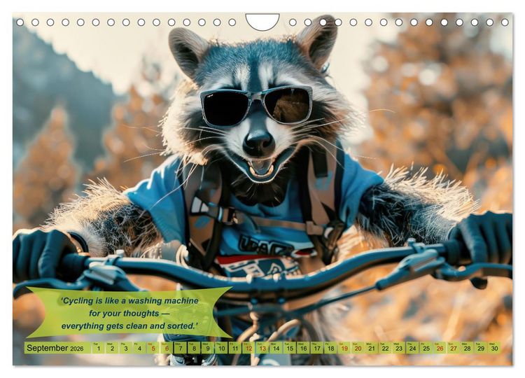 Produktbild: Funny charming animals on a bicycle (Wall Calendar 2026 DIN A4 landscape), CALVENDO 12 Month Wall Calendar