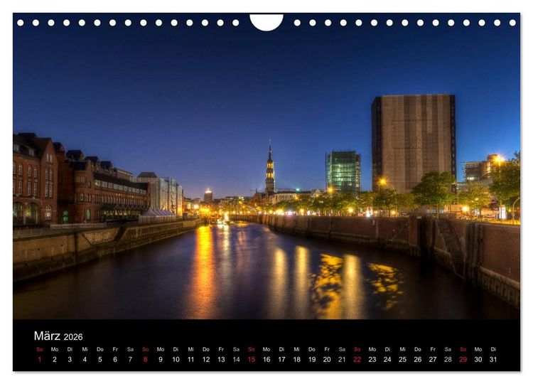 Produktbild: Hamburg - Lichter der Nacht (Wandkalender 2026 DIN A4 quer), CALVENDO Monatskalender