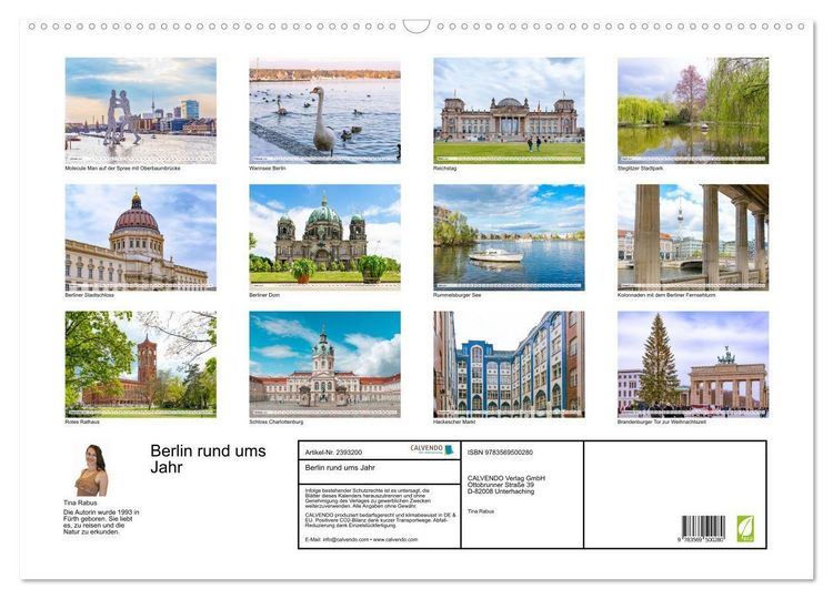 Produktbild: Berlin rund ums Jahr (Wandkalender 2027 DIN A2 quer), CALVENDO Monatskalender