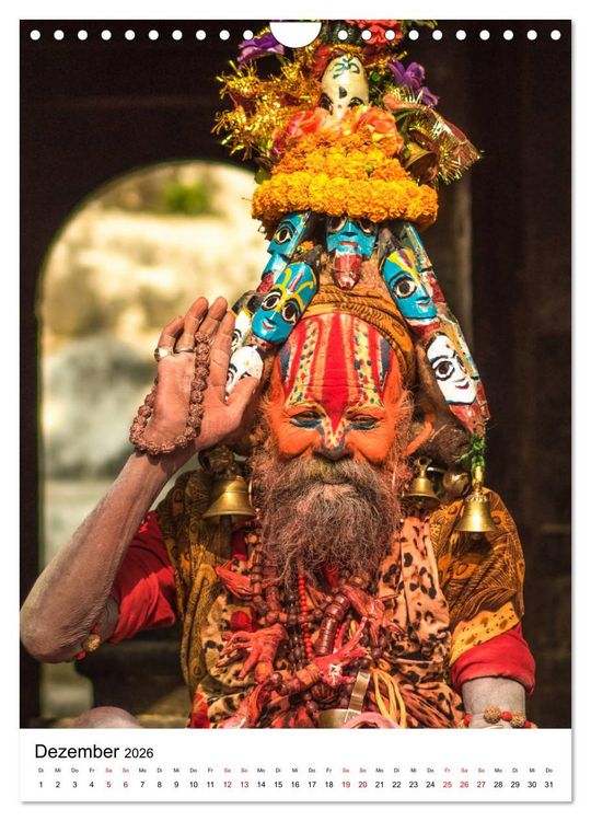 Produktbild: Sadhus - Die heiligen M&auml;nner von Nepal (Wandkalender 2026 DIN A4 hoch), CALVENDO Monatskalender
