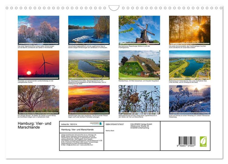 Produktbild: Hamburg: Vier- und Marschlande (Wandkalender 2026 DIN A3 quer), CALVENDO Monatskalender