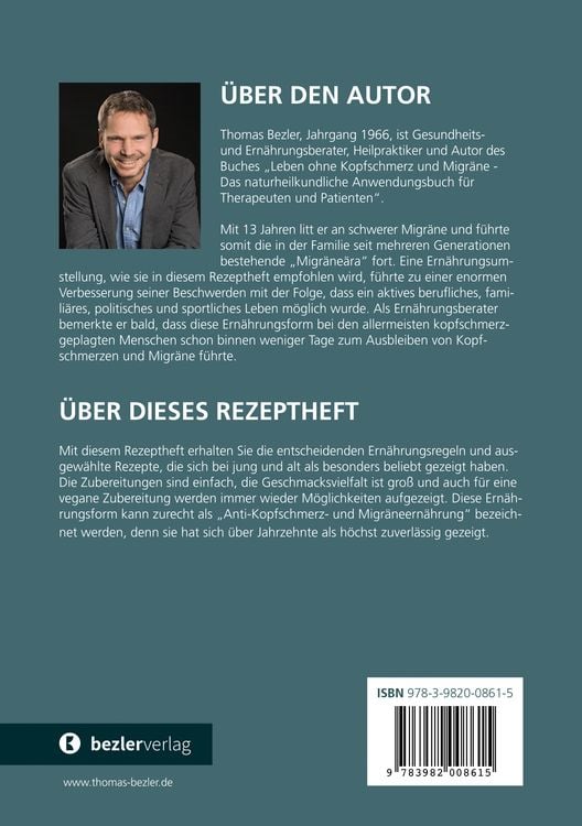Produktbild: Leben ohne Kopfschmerz und Migr&auml;ne - Das Rezeptheft zur Anti-Kopfschmerz- und Migr&auml;ne-Ern&auml;hrung