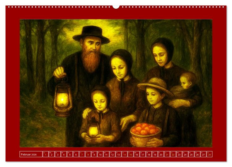 Produktbild: Einfach Leben - Einblicke in die Welt der Amish im Stil alter Gem&auml;lde (Wandkalender 2026 DIN A2 quer), CALVENDO Monatskalender