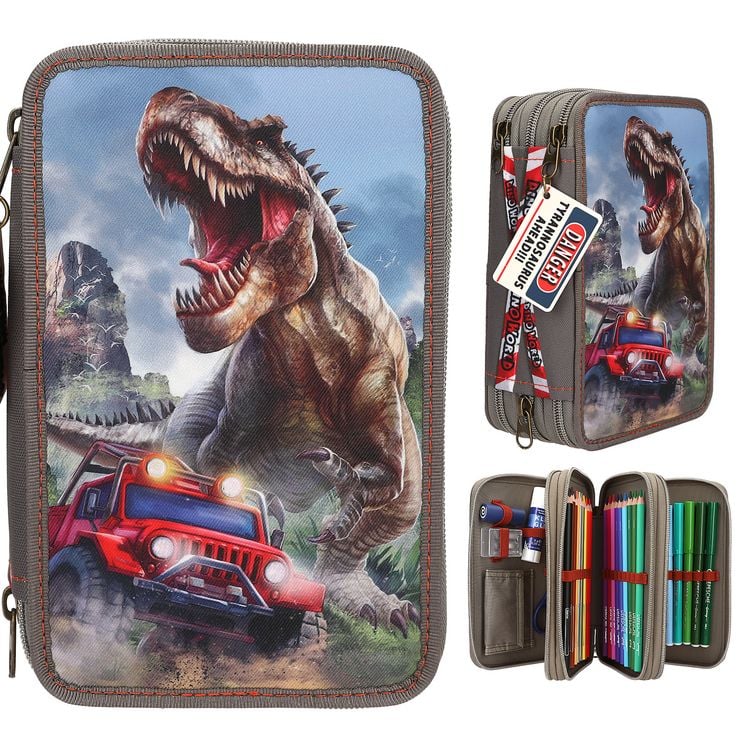 Produktbild: Dino World 3 Fach Federtasche NEW WORLD