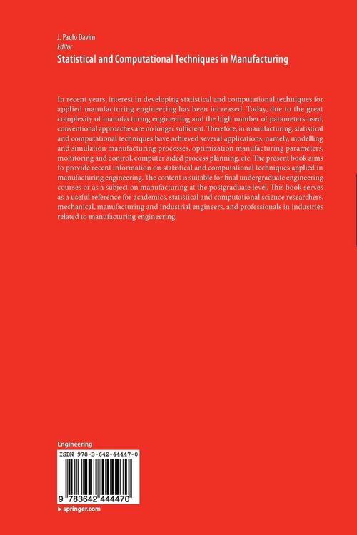 Produktbild: Statistical and Computational Techniques in Manufacturing