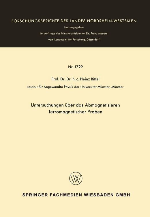 Produktbild: Untersuchungen &uuml;ber das Abmagnetisieren ferromagnetischer Proben