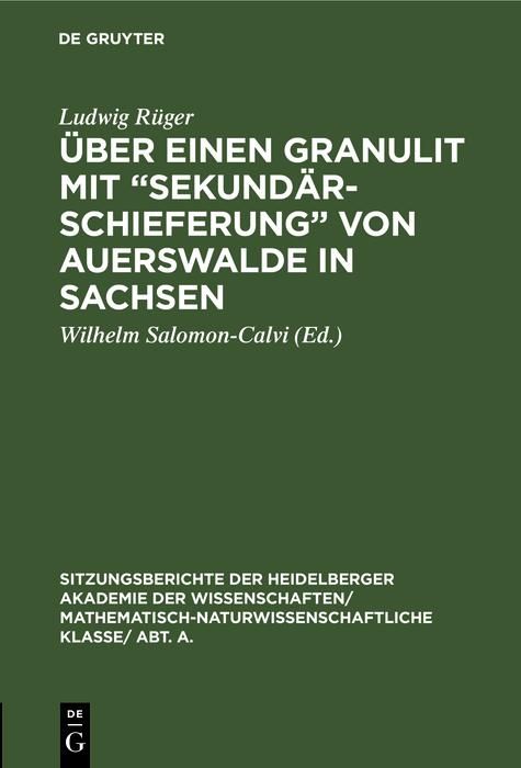 Produktbild: &Uuml;ber einen Granulit mit "Sekund&auml;rschieferung" von Auerswalde in Sachsen