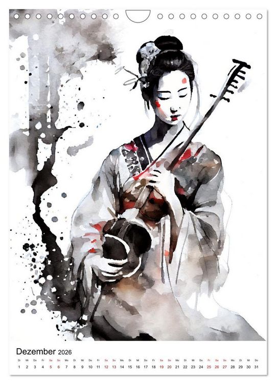 Produktbild: Geisha Aquarelle - Japanische Kulturdamen, Landschaft und Sakura (Wandkalender 2026 DIN A4 hoch), CALVENDO Monatskalender