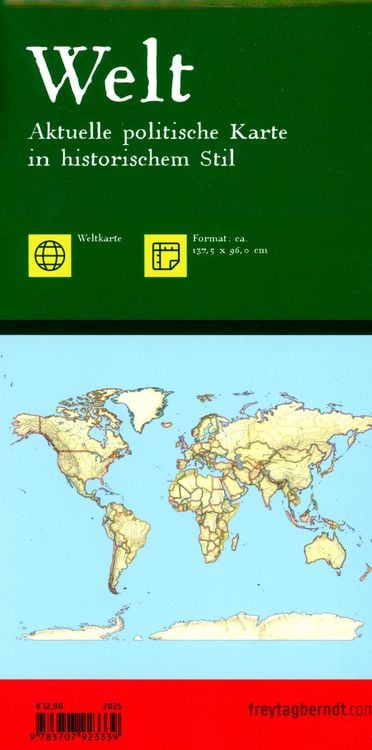 Produktbild: Freytag & berndt Stra&szlig;enkarte Weltkarte: Aktuelle politische Karte in historischem Stil 1:20 Mio.