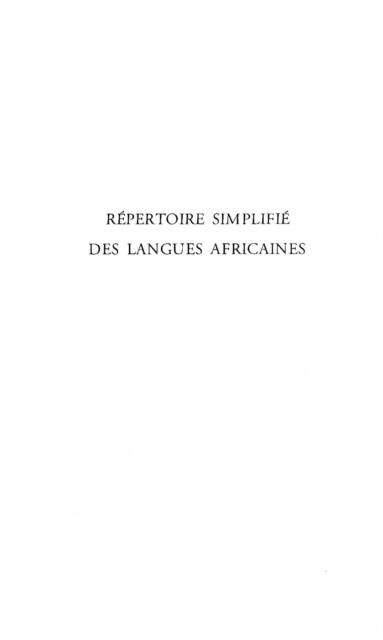 Produktbild: Repertoire Simplifie des Langues Africaines