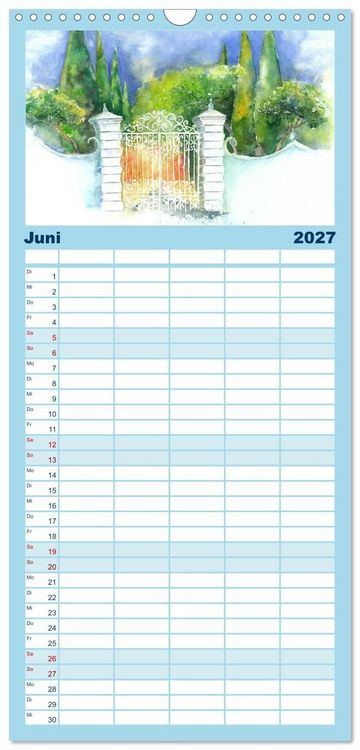 Produktbild: Familienplaner 2027 - Toskana Aquarelle mit 5 Spalten (Wandkalender, 21 x 45 cm) CALVENDO