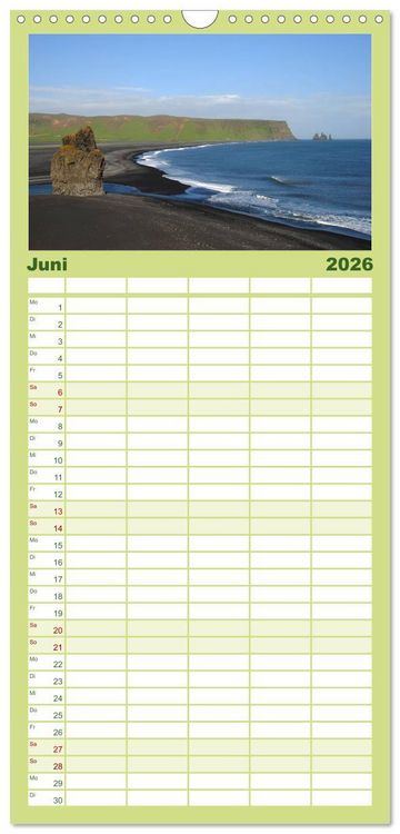 Produktbild: Familienplaner 2026 - Das ist ISLAND mit 5 Spalten (Wandkalender, 21 x 45 cm) CALVENDO