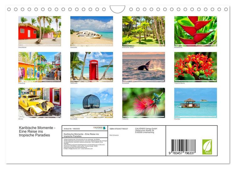 Produktbild: Karibische Momente - Eine Reise ins tropische Paradies (Wandkalender 2026 DIN A4 quer), CALVENDO Monatskalender