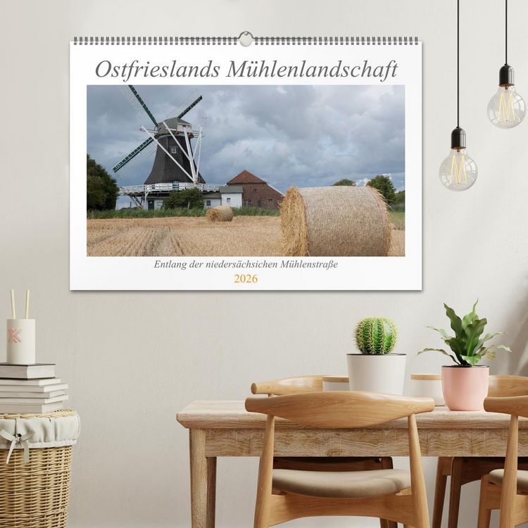 Produktbild: Ostfriesische M&uuml;hlenlandschaft (Wandkalender 2026 DIN A2 quer), CALVENDO Monatskalender