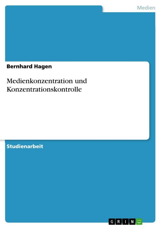 Produktbild: Medienkonzentration und Konzentrationskontrolle