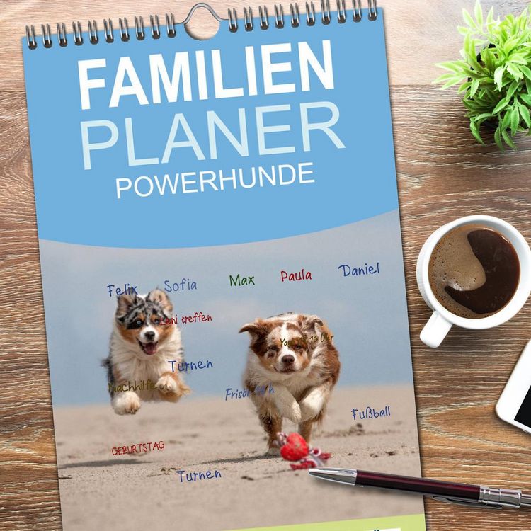 Produktbild: Familienplaner 2026 - POWERHUNDE 2026 mit 5 Spalten (Wandkalender, 21 x 45 cm) CALVENDO