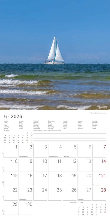 Produktbild: Seeblick 2026 - Broschürenkalender 30x30 cm (30x60 geöffnet) - Kalender mit Platz für Notizen - Sea View - Bildkalender - Wandplaner - Wandkalender