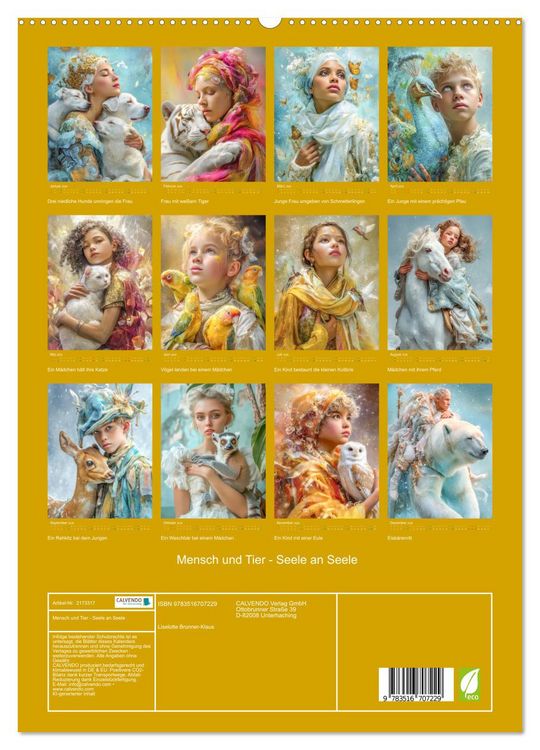 Produktbild: Mensch und Tier - Seele an Seele (hochwertiger Premium Wandkalender 2026 DIN A2 hoch), Kunstdruck in Hochglanz