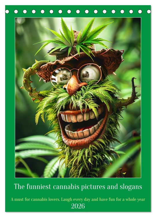 Produktbild: The funniest cannabis pictures and slogans (Desk Calendar 2026 DIN A5 portrait), CALVENDO 12 Month DeskCalendar