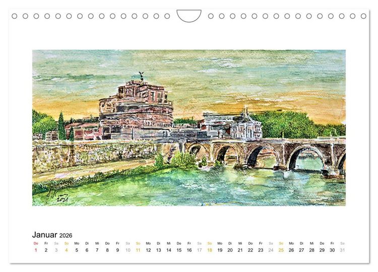 Produktbild: ROM In stillen Aquarellen (Wandkalender 2026 DIN A4 quer), CALVENDO Monatskalender