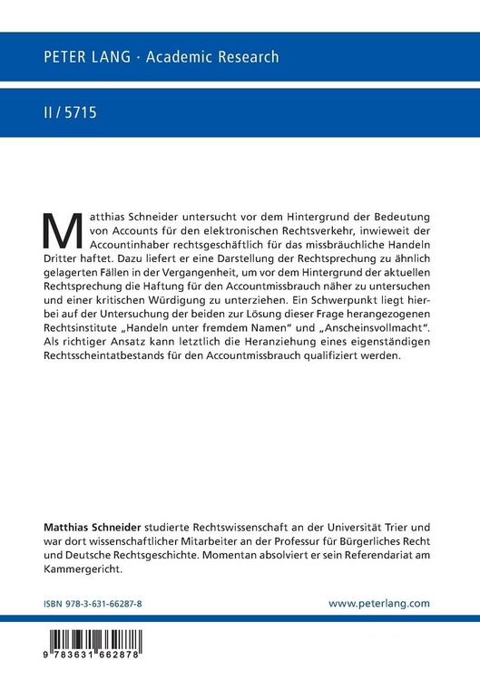 Produktbild: Die rechtsgesch&auml;ftliche Haftung f&uuml;r den Accountmissbrauch im Internet