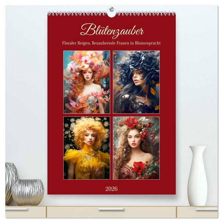 Produktbild: Bl&uuml;tenzauber. Floraler Reigen. Bezaubernde Frauen in Blumenpracht (hochwertiger Premium Wandkalender 2026 DIN A2 hoch), Kunstdruck in Hochglanz