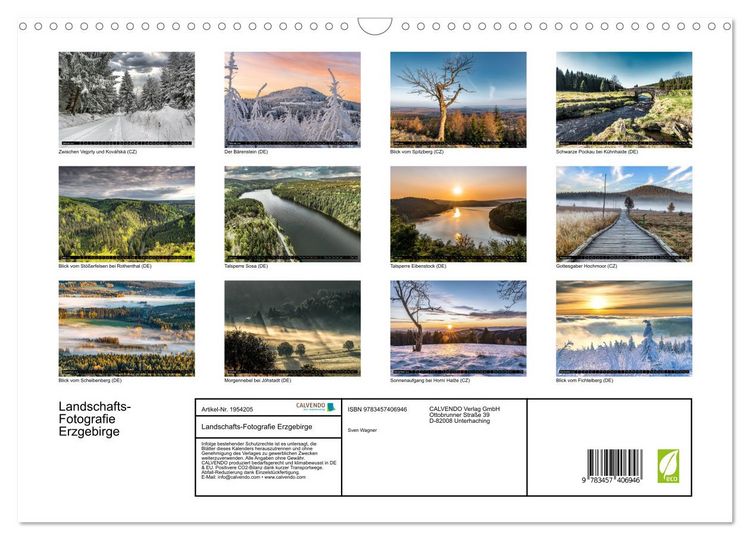 Produktbild: Landschafts-Fotografie Erzgebirge (Wandkalender 2026 DIN A3 quer), CALVENDO Monatskalender