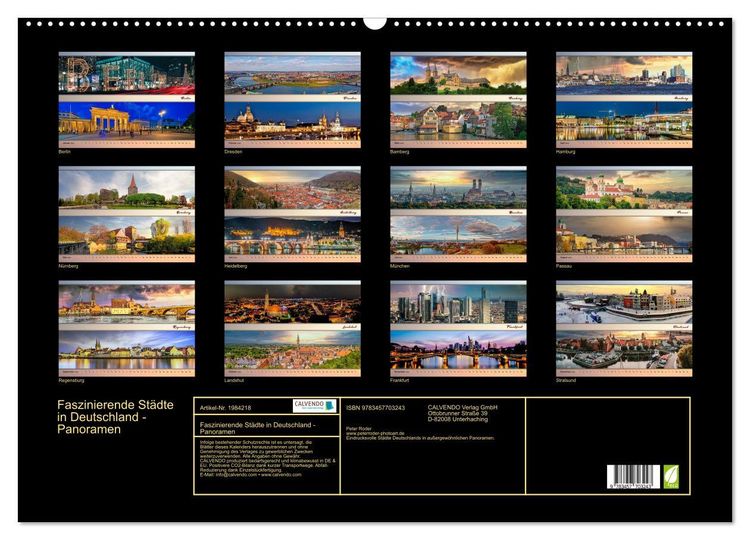 Produktbild: Faszinierende St&auml;dte in Deutschland - Panoramen (Wandkalender 2026 DIN A2 quer), CALVENDO Monatskalender