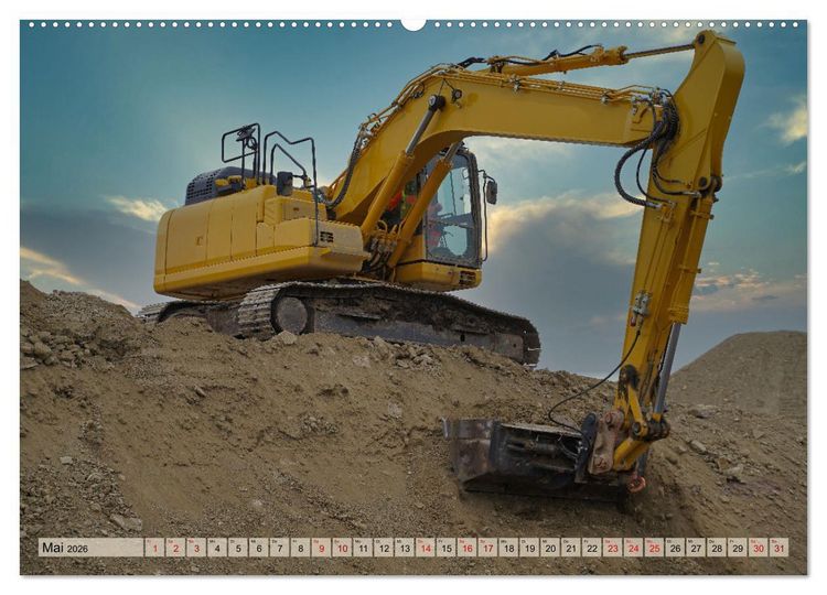 Produktbild: Bagger im Einsatz (Wandkalender 2026 DIN A2 quer), CALVENDO Monatskalender