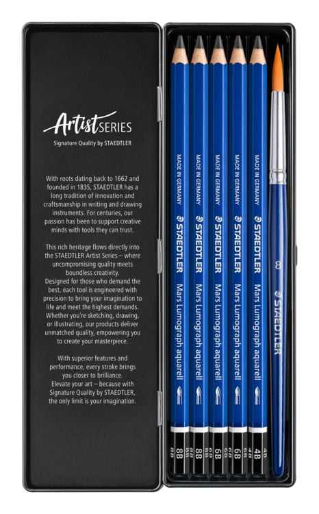 Produktbild: STAEDTLER Bleistifte Lumograph Aquarell Bleistifte, 6er Set, 5 Bleistifte + 1 Pinsel