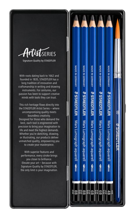 Produktbild: STAEDTLER Bleistifte Lumograph Aquarell Bleistifte, 6er Set, 5 Bleistifte + 1 Pinsel