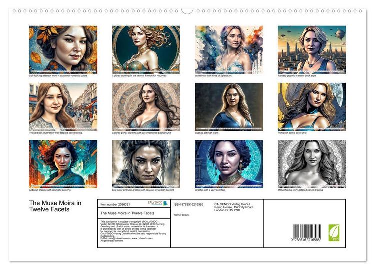Produktbild: The Muse Moira in Twelve Facets (High Quality Premium Wall Calendar 2026 DIN A2 landscape),CALVENDO 12 Month Wall Calendar
