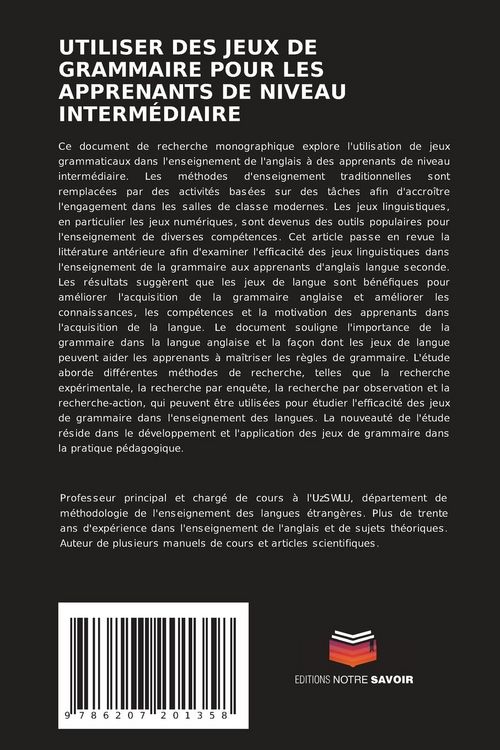 Produktbild: UTILISER DES JEUX DE GRAMMAIRE POUR LES APPRENANTS DE NIVEAU INTERM&Eacute;DIAIRE