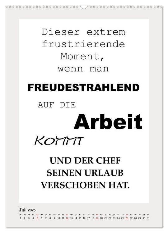 Produktbild: Spr&uuml;chekalender. Witziges f&uuml;rs B&uuml;ro (hochwertiger Premium Wandkalender 2026 DIN A2 hoch), Kunstdruck in Hochglanz
