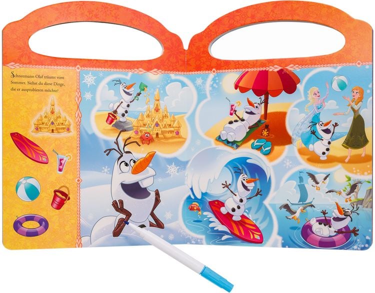 Produktbild: Disney Die Eisk&ouml;nigin - Verr&uuml;ckte Such-Bilder f&uuml;r unterwegs - Wimmelbuch - Pappbilderbuch mit Stift und abwischbaren Seiten ab 3 Jahren