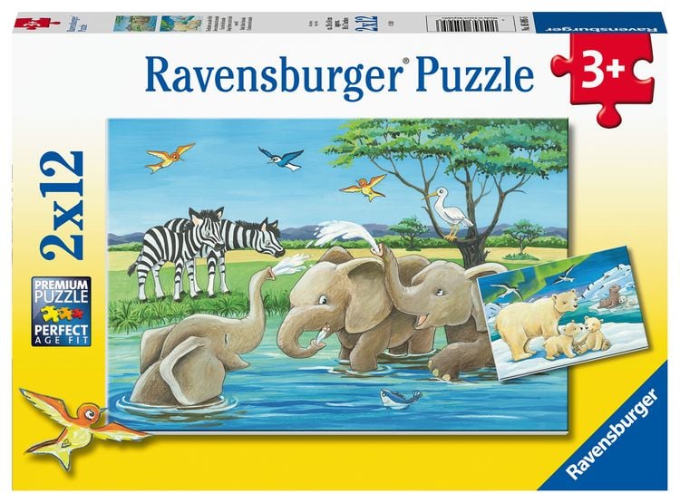 Produktbild: Puzzle Ravensburger Tierkinder aus aller Welt 2 X 12 Teile