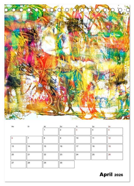 Produktbild: Ungeb&auml;ndigt frei - Abstrakte Malerei - dynamische Linien in leuchtenden Farbr&auml;umen (Tischkalender 2026 DIN A5 hoch), CALVENDO Monatskalender