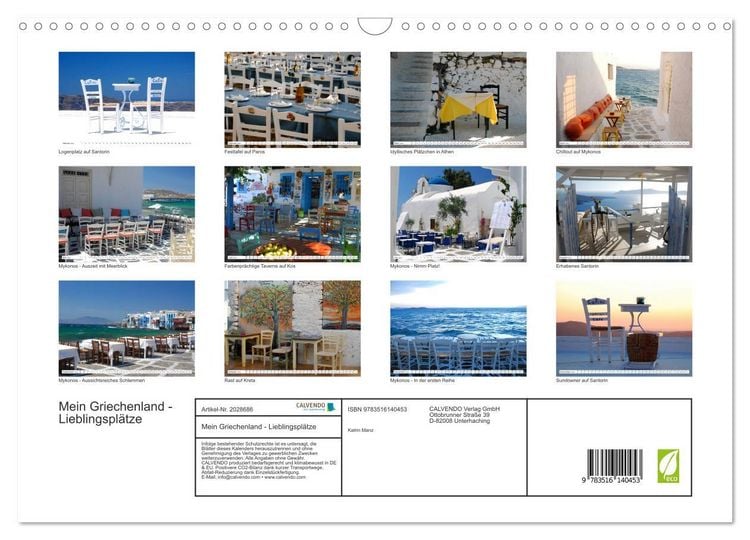 Produktbild: Mein Griechenland - Lieblingspl&auml;tze (Wandkalender 2026 DIN A3 quer), CALVENDO Monatskalender