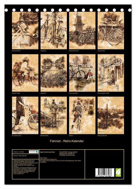Produktbild: Fahrrad - Retro-Kalender (Tischkalender 2026 DIN A5 hoch), CALVENDO Monatskalender