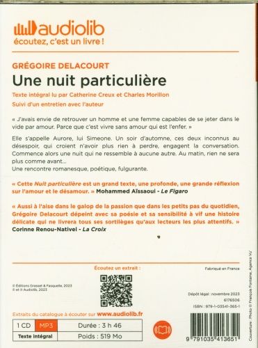 Produktbild: Une nuit particuli&egrave;re : suivi d'un entretien avec l'auteur