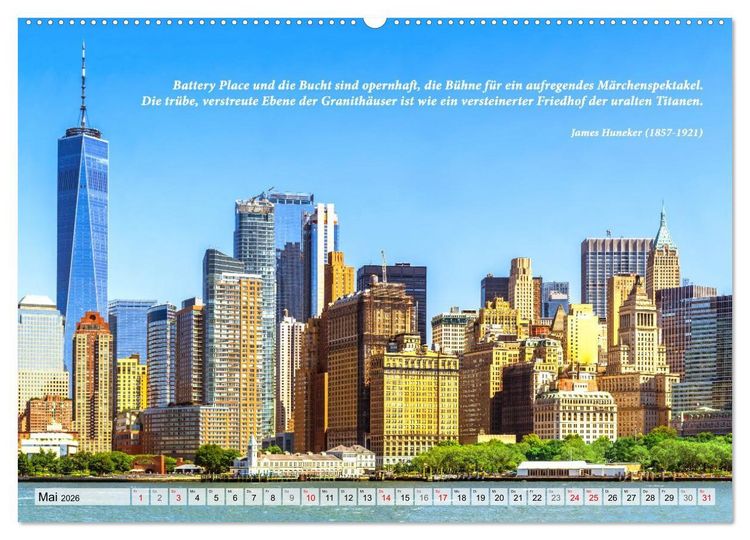 Produktbild: New York Ansichten - Literaturkalender (Wandkalender 2026 DIN A2 quer), CALVENDO Monatskalender