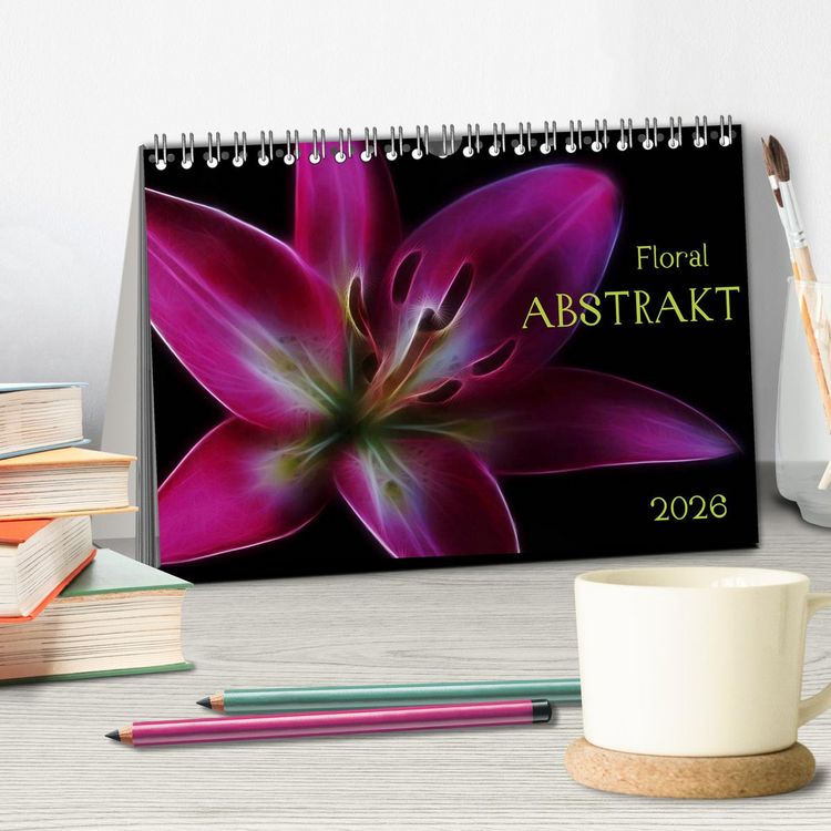 Produktbild: Floral Abstrakt 2026 (Tischkalender 2026 DIN A5 quer), CALVENDO Monatskalender