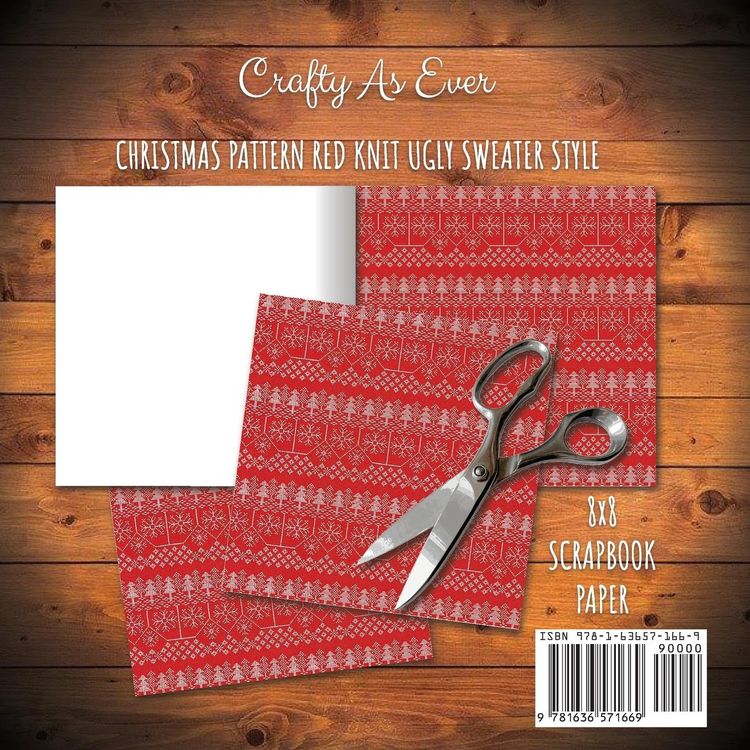 Produktbild: Christmas Pattern Scrapbook Paper Pad 8x8 Decorative Scrapbooking Kit for Cardmaking Gifts, DIY Crafts, Printmaking, Papercrafts, Red Knit Ugly Sweater Style