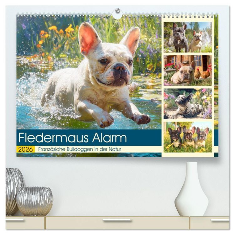 Produktbild: Fledermaus Alarm. Franz&ouml;siche Bulldoggen in der Natur (hochwertiger Premium Wandkalender 2026 DIN A2 quer), Kunstdruck in Hochglanz