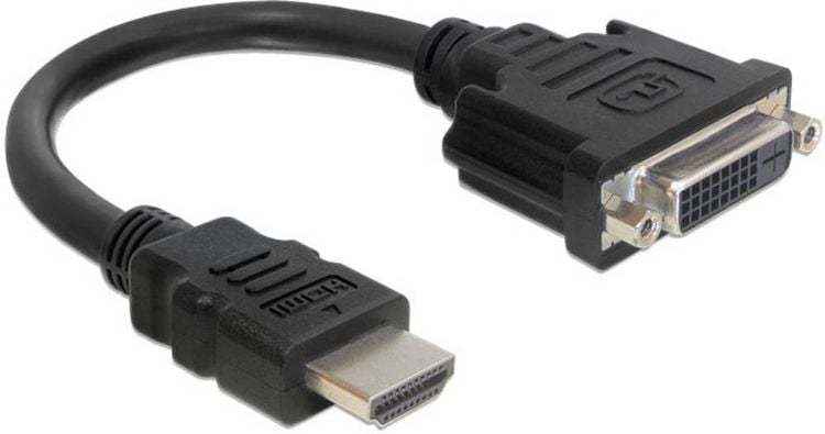 Produktbild: Delock 65327 HDMI / DVI Adapter [1x HDMI-Stecker - 1x DVI-Buchse 24+5pol.] Schwarz 0.20m